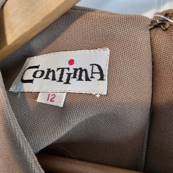 Vintage 60s Contima Shift Dress Womens Medium Brown Mod Twee ALine Preppy Pinup - Picture 13 of 13